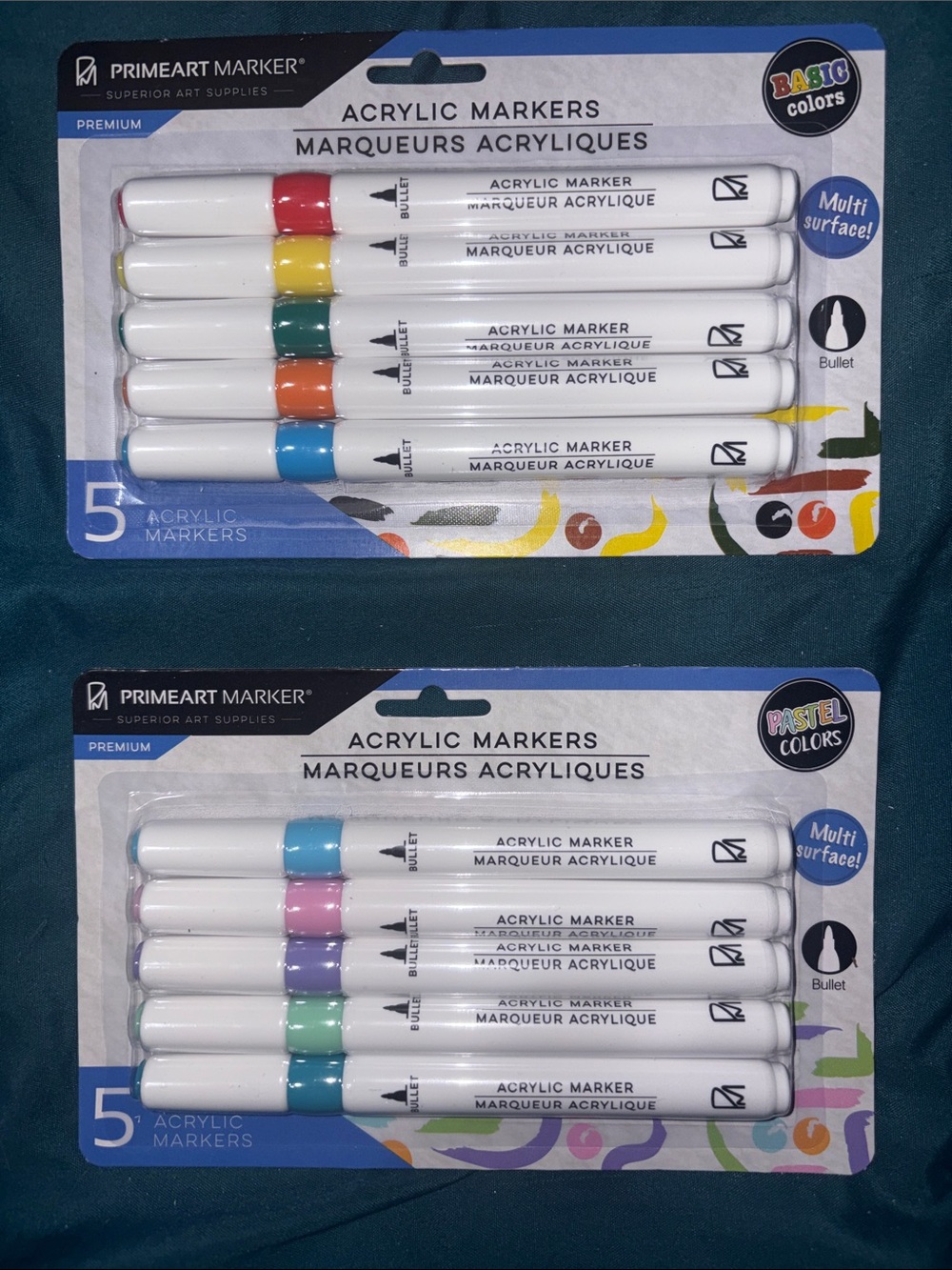 2 - PrimeArt Marker Acrylic Markers - Pastel & Basic Colors